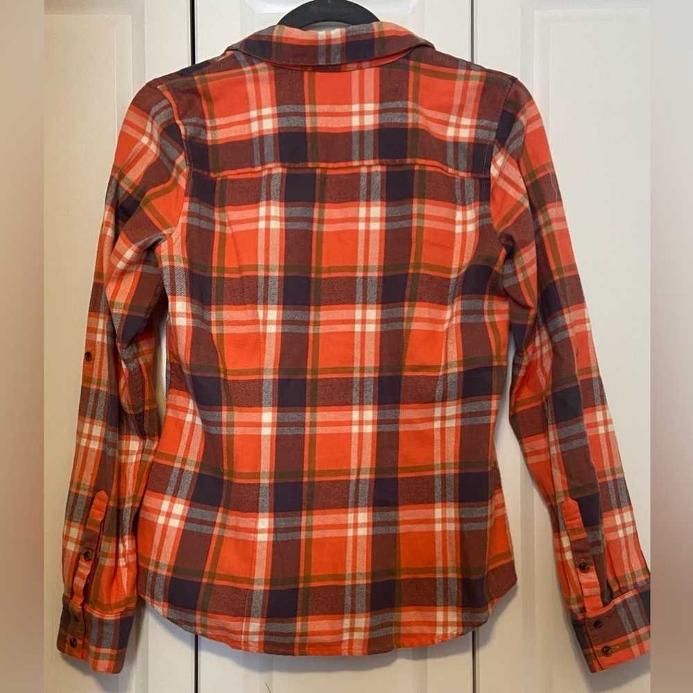 The North Face Women’s Fair Acres Button Down Plaid - Orange and Blue - Picture 3 of 10